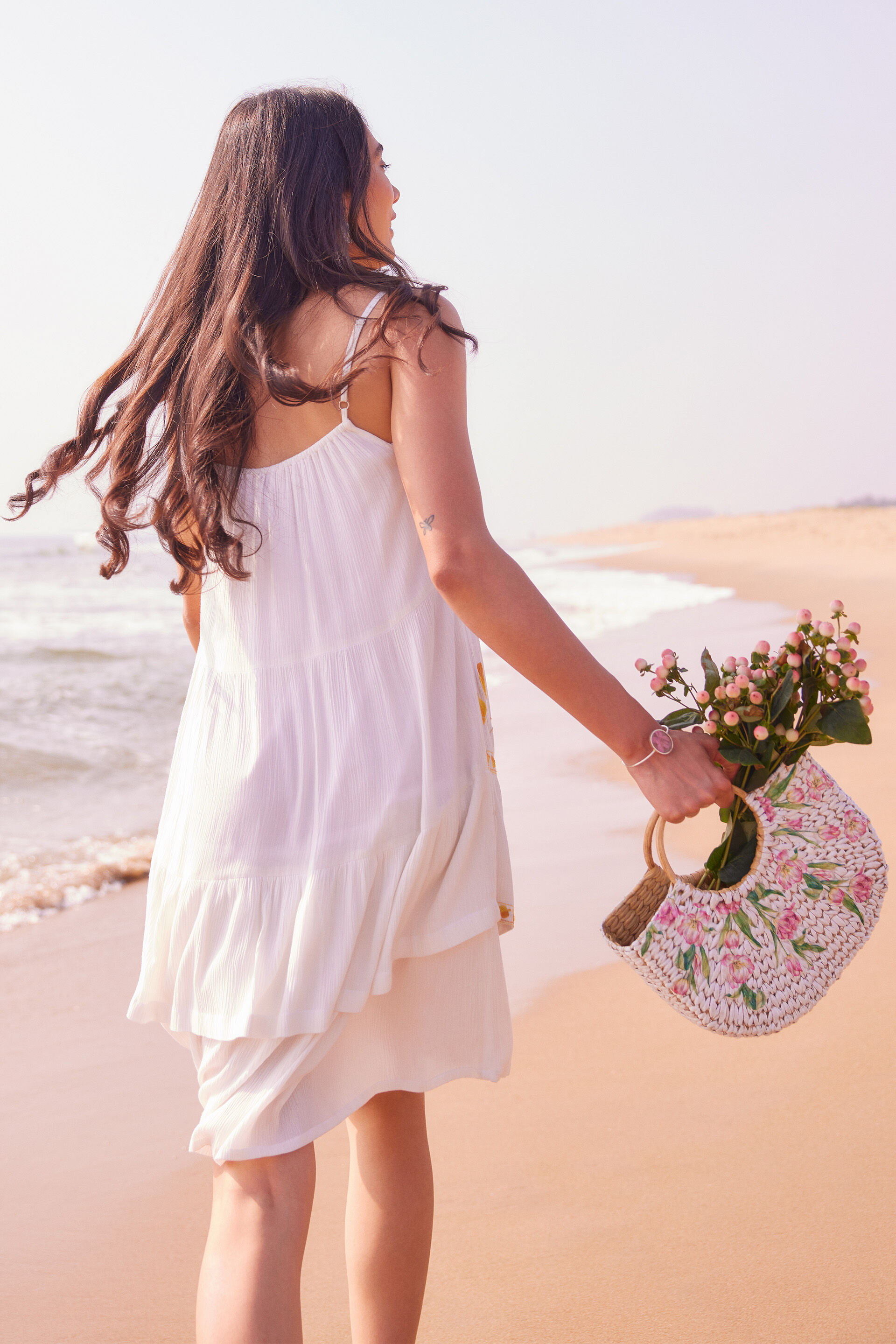 Peela Floral Dress, White, image 4